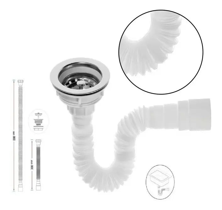 Sifón Con Canastilla Flexible Y Universal
