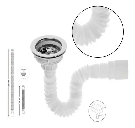 Sifón Con Canastilla Flexible Y Universal