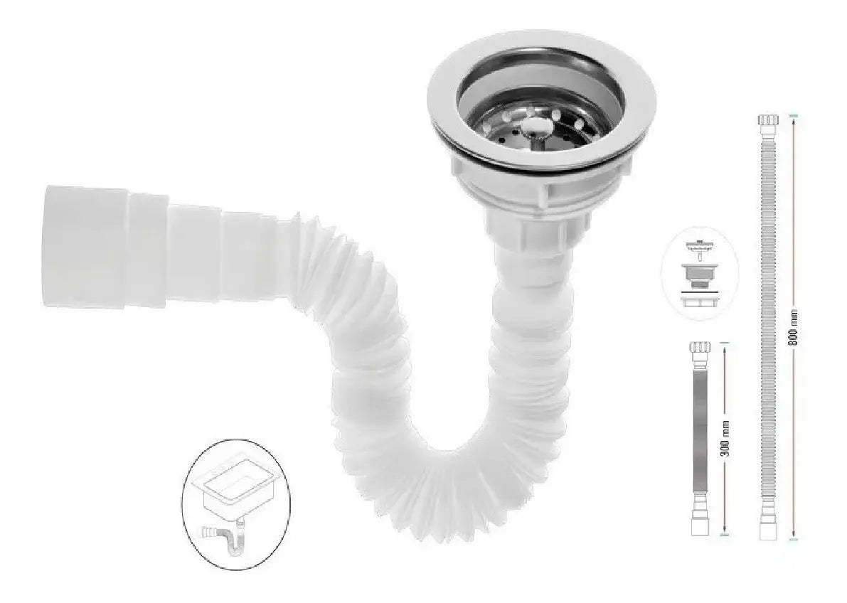Sifón Con Canastilla Flexible Y Universal