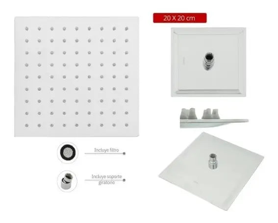 Regadera Metálica De 20 Cm Cuadrada