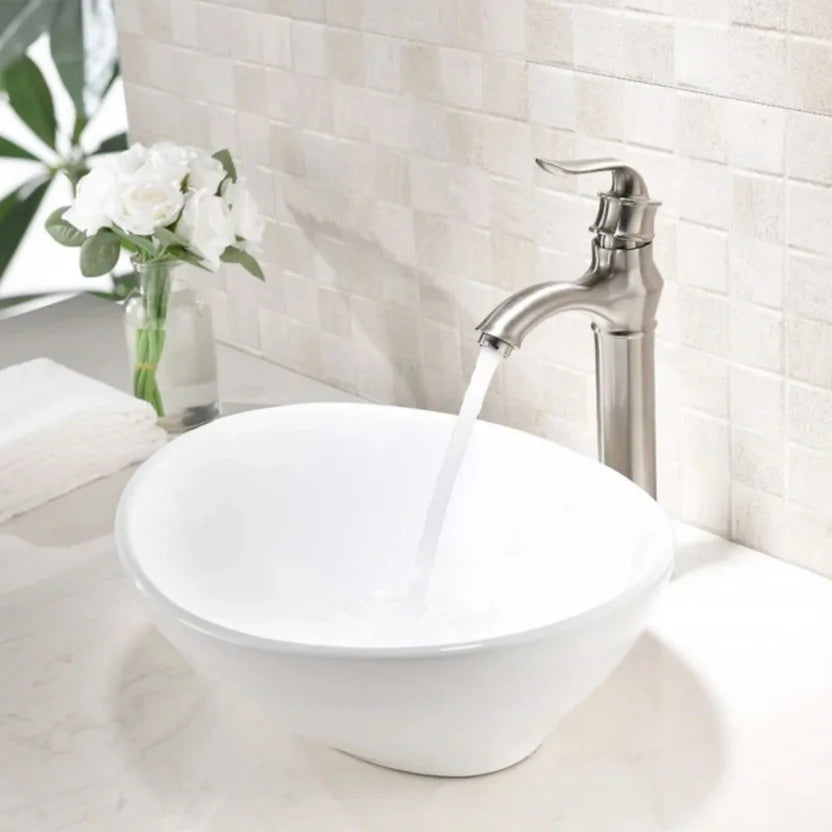 Lavamanos Moderno De Porcelana Blanco Ovalado.