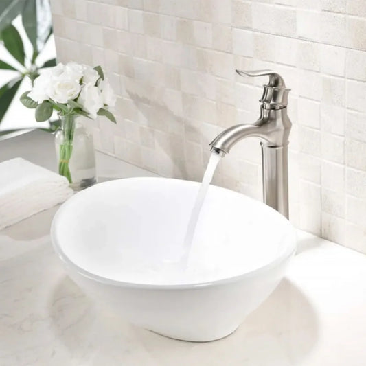 Lavamanos Moderno De Porcelana Blanco Ovalado.
